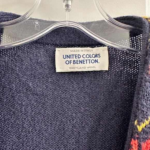 United Colors Of Benetton Small Button Up Violet Colorful Cardigan Sweater VTG - Picture 3 of 10
